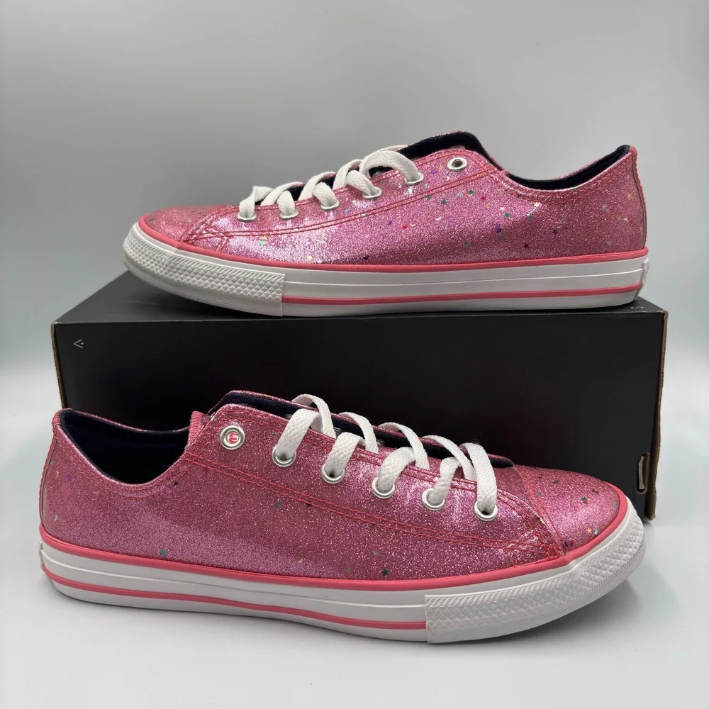 Converse Size 6 All Star Pink Glitter Star Confetti Junior Shoes 665108C